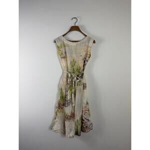 Lazybones scenic boat print belted dress sz XS